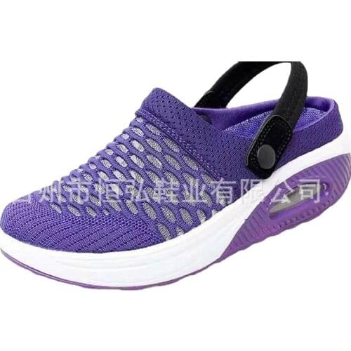 2021 New Large Womens Shoes Mesh Spring and Summer Sandals Womens Half Drag Breathable Lightweight Air Cushion Womens Sandals