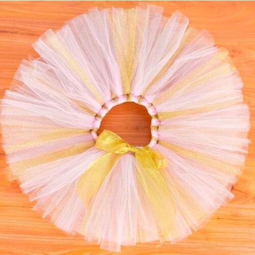 New Baby Girls Pink/Gold Fluffy Tutu Skirt Baby First Birthday Party Costume Infant Tulle Tutus Cake Smash Newborn-5T 6T