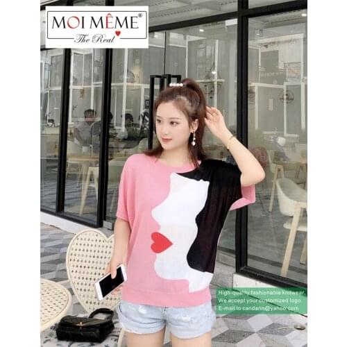 5 PCS Wholesale 2021New style for women fashion knitwear college students youth version womens short-sleeved O-Neck knitwear