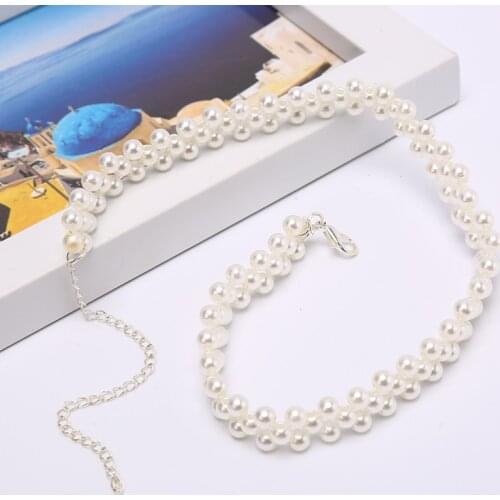 Bohemian Multi Layer Simulated Round Pearl Choker Necklace Collar Statement Clavicle Chain Necklace Women Wedding Jewelry