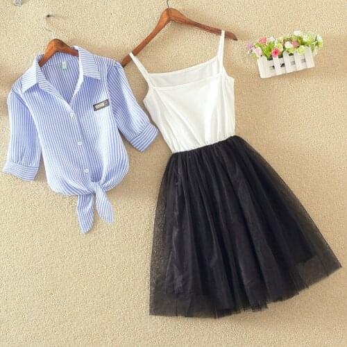 Two-piece dress women spring clothes 2021 New womans dress Chiffon top Female Simple stylish Sling dress femenina Falda mujer