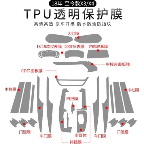 Suitable for 18-21 BMW new X3X4 interior protective film 25i 28i modified gear central control instrument panel screen film