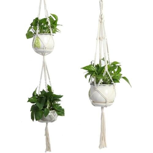 Macrame Plant Hanger Planter Basket Rope Pot Holder Hanging Rope Basket Jute Rope Braided Hanging Rope Home Decor