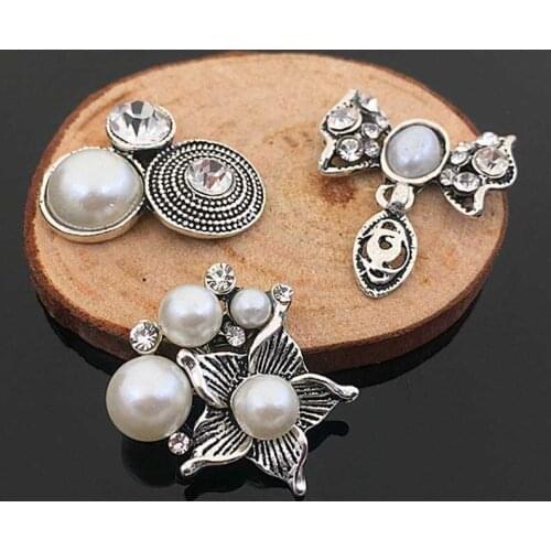 2016New 50Pcs Retro Alloy Pearl Button for Wedding Clothes or DIY Hair Accessories HZ284-HZ286