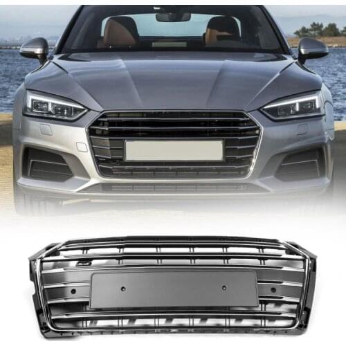 Car Front Bumper Grill Mesh Hood Front Center Middle Grille for Audi A5/S5 B9 2017 2018 2019