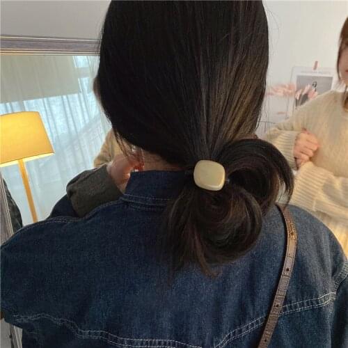 Korean super beautiful flow sandstone acrylic square head rope female ins clear texture jelly rubber band hair rope hair ring