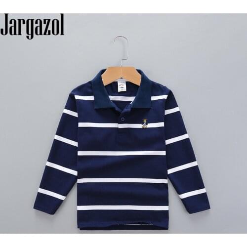 Jargazol Polo Shirt Kids Fashion Stripes Long Sleeve Top&short Sleeve Shirt 2pcs3 To 15 Years Boys Sport Polos Teenagers Costume