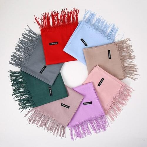 New Arrival Plain Tassel Cashmere Scarves Solid Color Pashmina Shawl Autumn Winter Warm Women Long Wrap 10pcs/Lot Wholesale