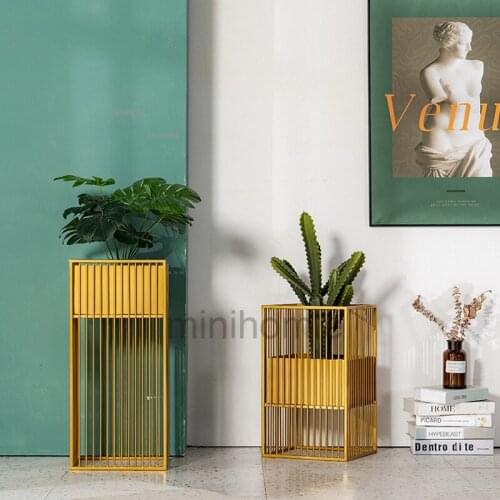 Nordic Wrought Iron Office Flower Stand Indoor Balcony Living Room Plant Shelf Modern Minimalist Bedroom Floor Plant Racks mc