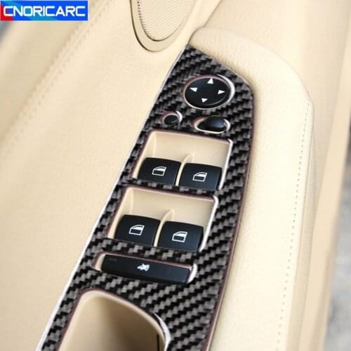 Carbon Fiber Car Window Glass Lifting Buttons Frame Decoration Cover Stickers Trim For BMW E70 E71 X5 X6 2008-2014 lnterior