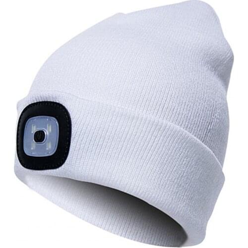 Unisex Autumn Winter Warm Outdoor Hiking Camping Knitting Beanie Hat with LED