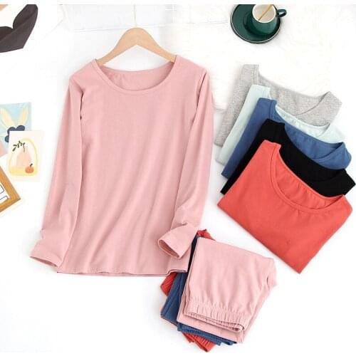 Spring Autumn Warm Pajamas Women Set 2 Pieces Home Suit Pyjama Femme Nighty Cotton M-XXL Plus Size Clothing Sleepwear