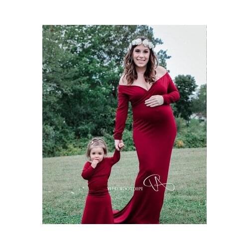 Explosion fashion maternity dress solid color mercerized cotton pregnant V-neck collar tailoring long photography dress