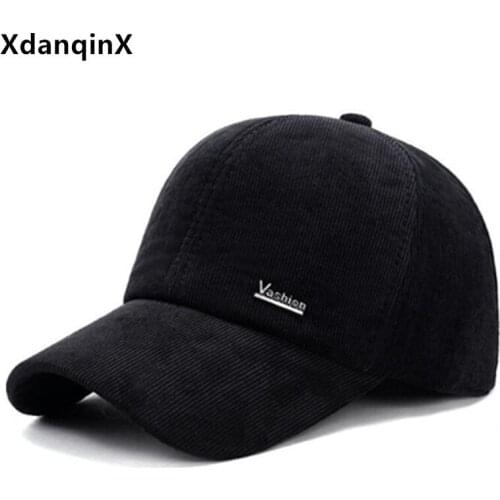 XdanqinX Warm Winter Hat For Men Women Thick Cotton Baseball Caps Cold Proof Earmuff Hats Fashion Couple Sports Cap Snapback Cap