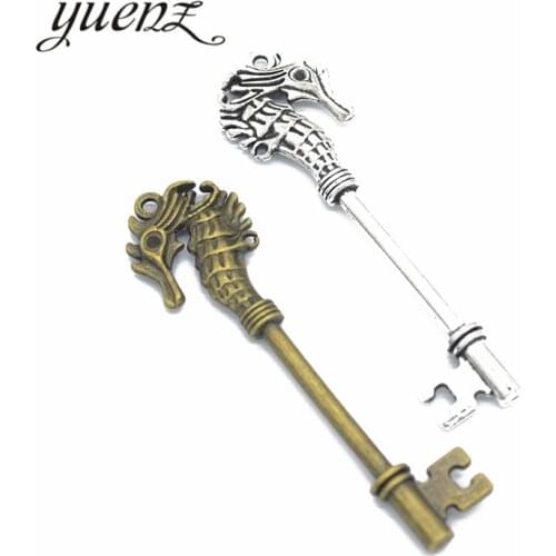 YuenZ 3pcs 2 color Antique silver color Metal Seahorse key Charms Pendants For Jewelry Making Diy Handmade Jewelry 71*20mm O237