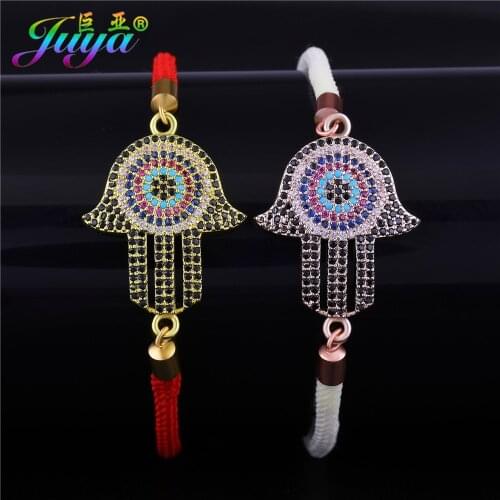 Turkish Jewelry Bracelets Micro Pave Colorful Zircon Gold/Rose Gold Hamsa Fatima Hand Greek Eye Bracelet For Women Men