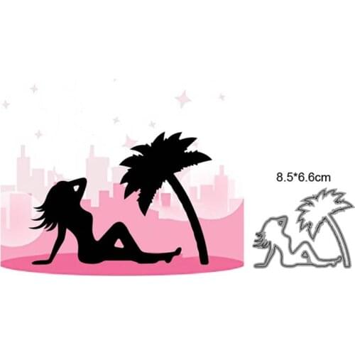 Woman Coconut Tree Metal Cutting Dies Cut Die Mold Decoration Scrapbooking die Paper Craft Knife Mould Blade Punch Stencils Dies