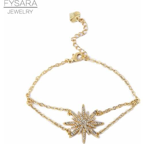 FYSARA Trendy Austrian Crystals Snowflake Charm Bracelets Chain Bracelets Women Bangles Jewelry Bride Wedding Christmas Gift