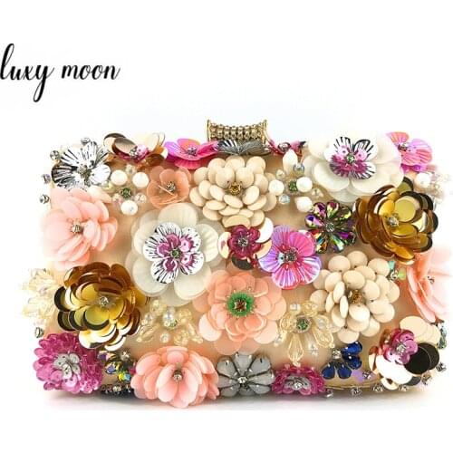 Luxury Beaded Women Clutch Bags Sequined Flower Evening Clutch Purse Exquisite Female Party Clutches Chain Handbag ZD1207