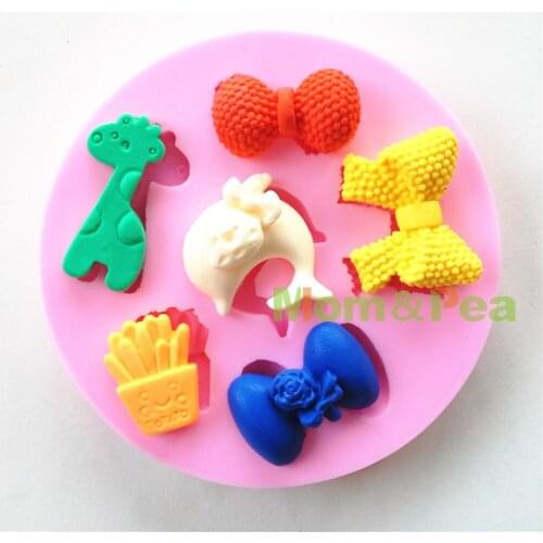 Mom&Pea 0592 Free Shipping Bowknots Shaped Silicone Mold Cake Decoration Fondant Cake 3D Mold