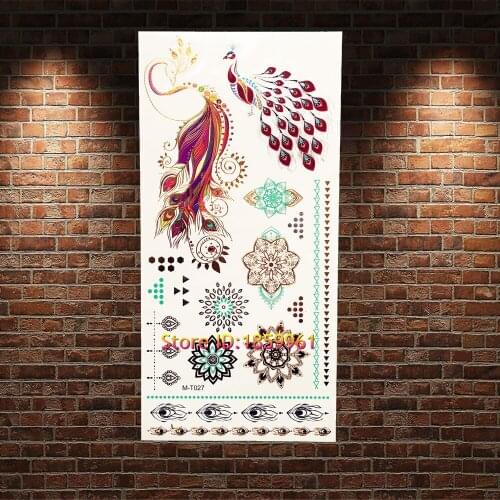 1PC Henna Gold Flash Waterproof Temporary Tattoo Stickers AGLH-008 Women Sexy Makeup Tattoo Paste Christmas Gifts Lace Bracelet