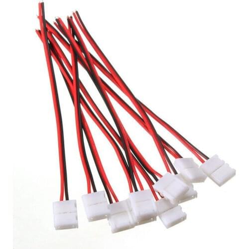 10Pcs PCB Cable 2 Pin LED Strip Connector 3528 Single Color Adapter 8mm