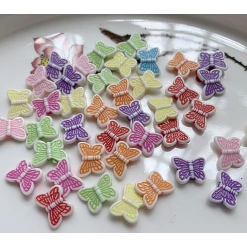 100pcs ABS Flower/Butterfly Straight Hole DIY Decoration Accessories crystal butterfly wedding decoration Bracelet accessories