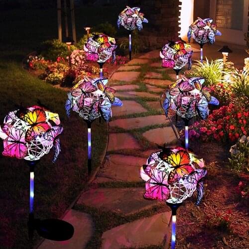 Garden decoration 2pcsLED Luminous Butterfly Ball Solar Light Outdoor Garden Lawn Stakes Lamps Lawn Pathway Solar Energy Light