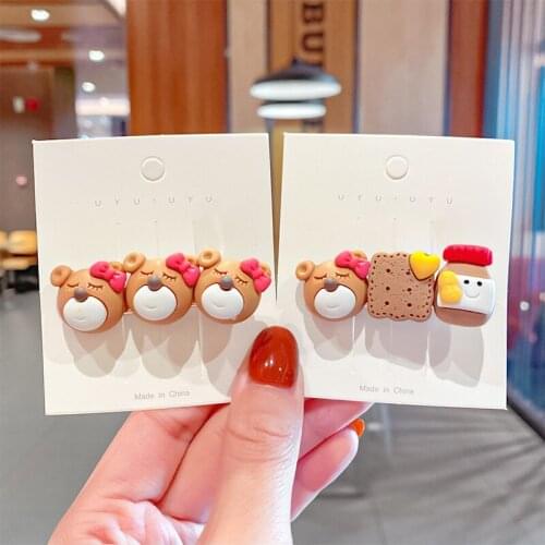 2021 Funny Simulation Cookie Hair Clips Girl Child Cute Biscuit Hairpin Bear Headdress Hair Ornament Fashion Hair Accessories