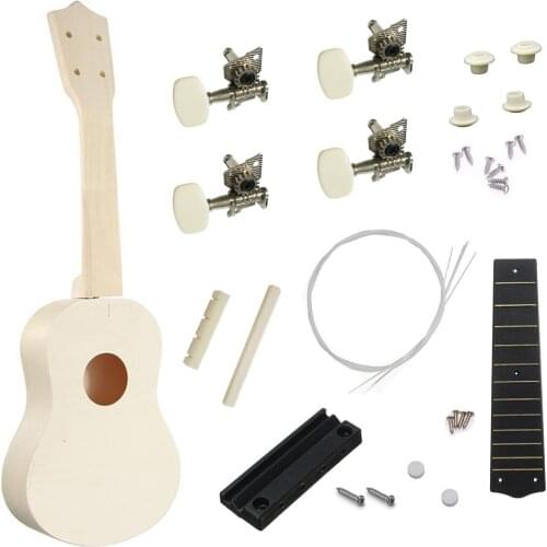 21 Inch Children Hawaii Guitar Ukulele DIY Kit Wooden Ukulele Soprano Assembly Kids Musical Instrument Painting Handwork Toy