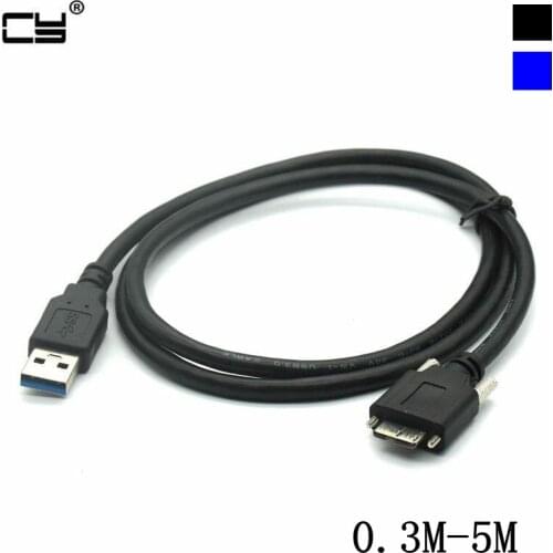 5Gbps USB 3.0 male head type A to micro B cable USB3.0 data expansion with lock screw installation data cable 0.3M-5M