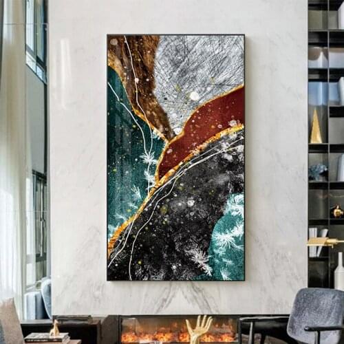 Abstract Snowflake Flowing Gold Cuadros Modern Canvas Painting HD Wall Pictures for Living Room Fashion Tableaux Muraux Moderne