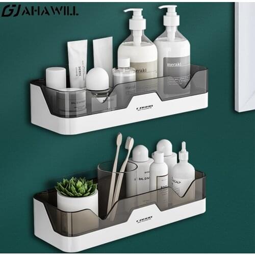 AHAWILL Wall-mounted Bathroom Shelf Waterproof Plastic Storage Shelf Fashion Shower Shelves Organizer Rack Bathroom Accessories