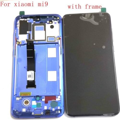 Amoled 6.39"For Xiaomi Mi9 Lcd screen display Touch Glass Digitizer frame Full For xiao mi mi 9 screen M1902F1G