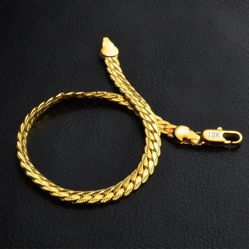 2021 Best sell DIY Jewelry Fashion Boutique Gold Yellow Gold 5M Side Snake Chain Bracelet for Men and Women Free Shipping