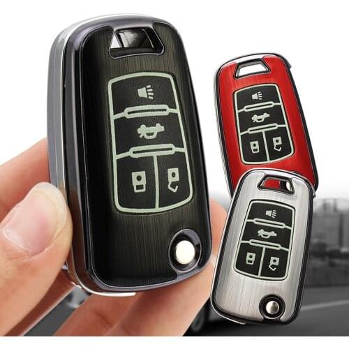 Aluminum Alloy Car Key Case Keychain Remote Protect Cover For Chevrolet Cruze Traverse Spark Sonic Malibu Impala Equinox Camaro