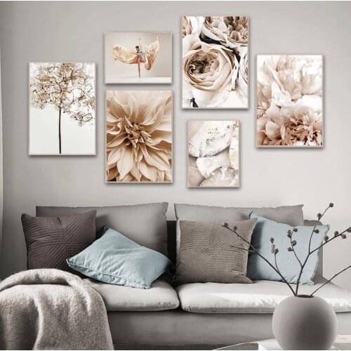 Peony Flower Leaf Plant Dance Woman Quote Wall Art Canvas Painting Nordic s And Prints Wall Pictures For Living Room Decor