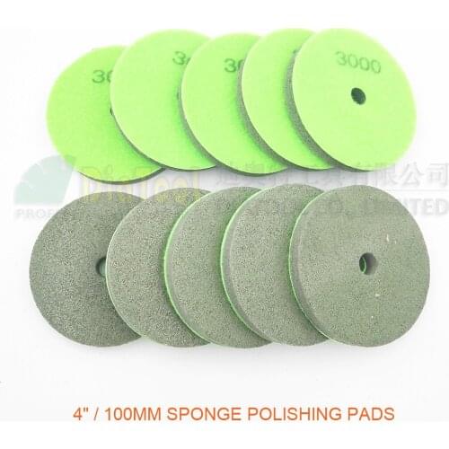 DIATOOL 10pcs 4"/100MM Sponge Diamond Polishing Pads For Soft Stone Marble Artificial Stone Terrazzo Floor Grit #3000 4inch