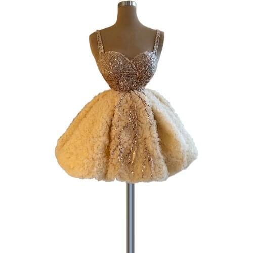 Light Champagne Soft Tulle A line Mini Cocktail Dresses robes de cocktail Square Neckline Sleeveless vestidos formales платье