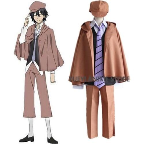 Anime Bungo Stray Dogs Detective Ranpo Edogawa Cosplay Costumes Vest & Cloak & Pants & Tie & Hat Uniform Suit Outfit