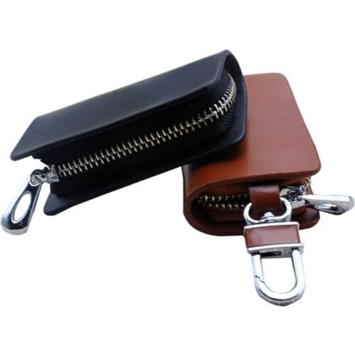 Car logo Leather Car Key Men Women Wallets Zipper Keys Case Bag Men Card Money Holder Business Housekeeper Keychain Cover