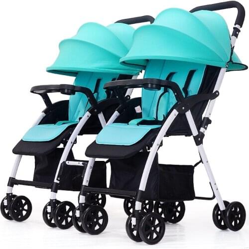 Lightweight Twin Baby Stroller Double Trolley Foldable Can Be Flat and Detachable Two-way Implementation Baby Carriage 0-36M