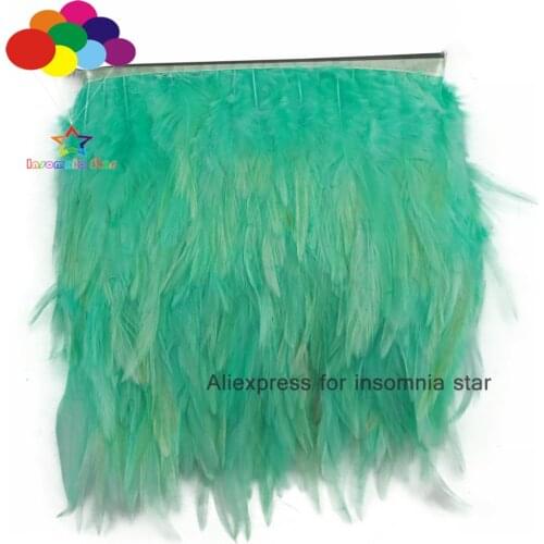 Top 1/10meter mint Rooster Tail Feathers 8-12cm wide cock Cloth Sideband for Clothing Wedding Party trims DIY Scarf