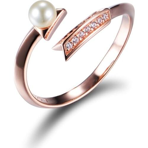 Classical Arrow Ring With Pearl Fashion Ring Women Adjustable Engagement Wedding Gift Open Rings 925 Silver 2019 Mujer Jewelry
