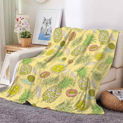 Fruit Flannel Blanket Fashion Watermelon Strawberry Printed Quilts Home Vacation Casual Kids Blanket Cute Textile Throw Blanket