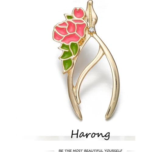 Fashion Medical Scalpel Pliers Flower Lapel Brooch Pin Quality Alloy Zircon Simple Lapel Pins Badge Jewelry For Doctor Gift