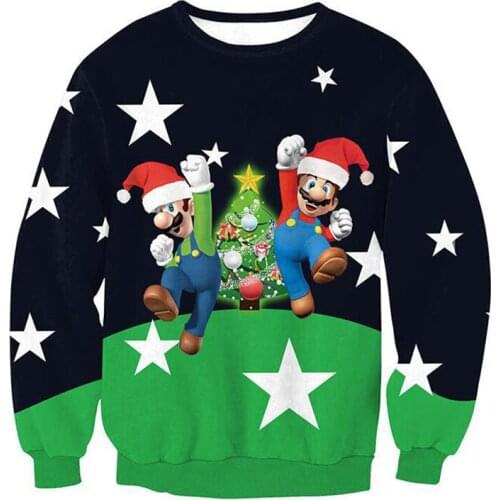 Fashion holiday party Christmas hats, long-sleeved Santa Claus, Santa suit sweatshirt womens