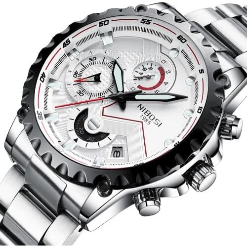 NIBOSI Mens Watches Top Brand Luxury Fashion Watch Men Sport Quartz Clock Full Steel Business Waterproof Watch Relogio Masculino