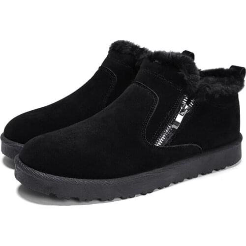 Winter new warm snow boots mens casual Korean fashion comfortable round head zipper mens shoes winter boots