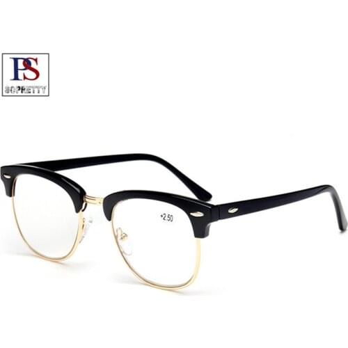 Plastic Titanium Frame Reading Glasses , Semi-Rimless Unisex Presbyopia Glasses,Half Frame Eyeglasses ( +1.0,+1.5,+2.0-+4.0)R101